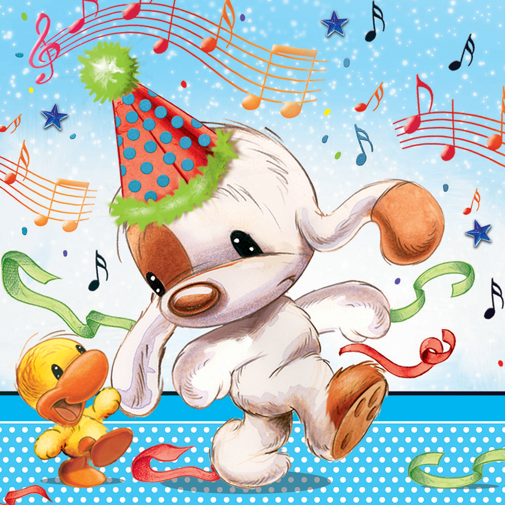 Image 3D Greeting Card - Marching Dog and Duck