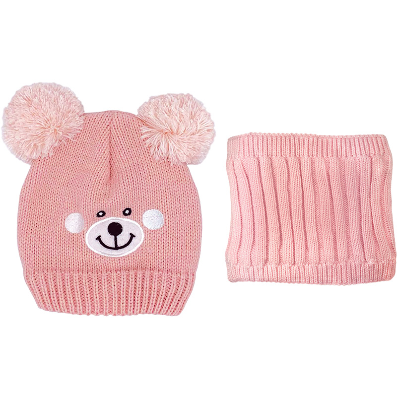 Image Hat and Neckwarmer Kit for Kids, Bear Design - Pink