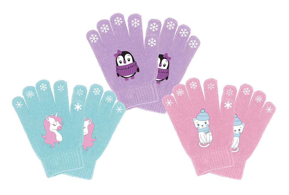 Image Kids Gloves - 3 asst. Designs - Unicorn, Cat and Penguin