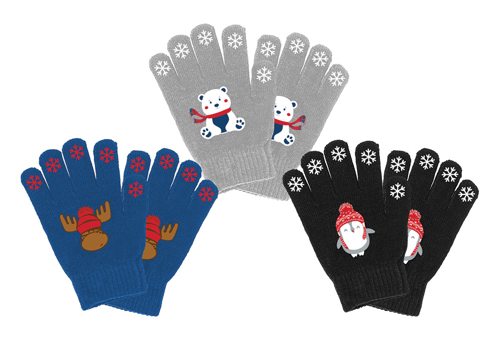 Image Kids Gloves - 3 asst. Designs - Bear, Moose and Penguin