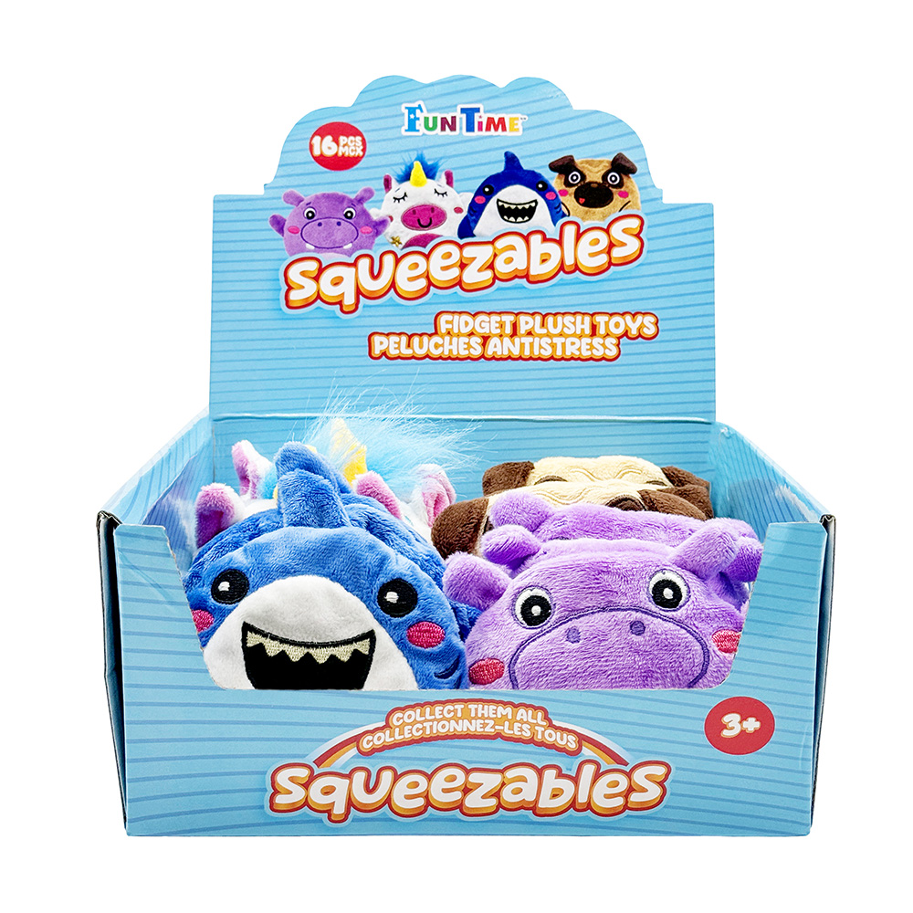 Image SQUEEZABLES Fidget Plush Toys, 4 assorted characters