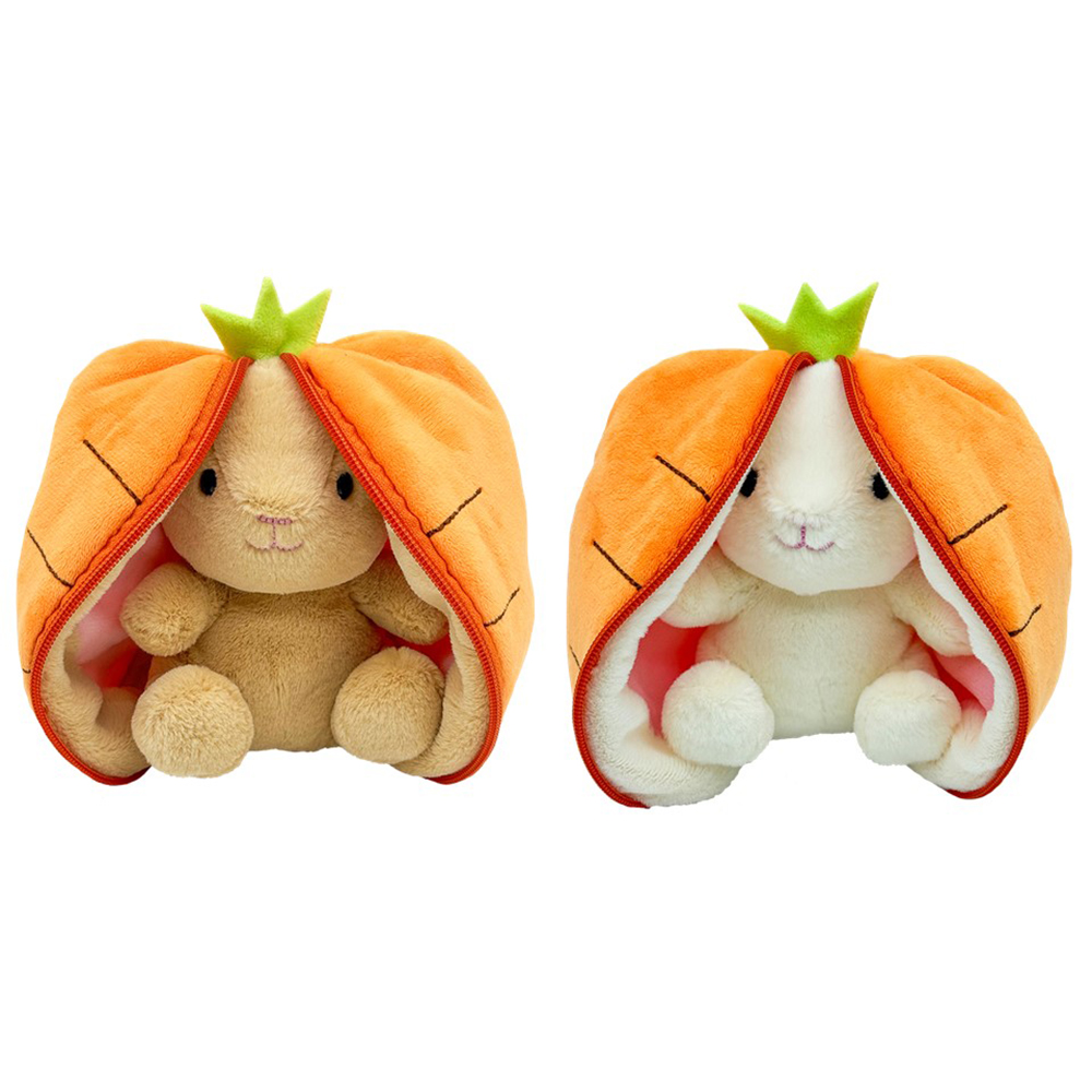 Image FLOPPIES - Peluches lapin carotte -16cm - 2 couleurs assorties