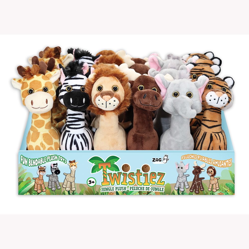 Image Twistiez Peluches de jungle - 6 modèles - Présentoir comptoir 24 mcx