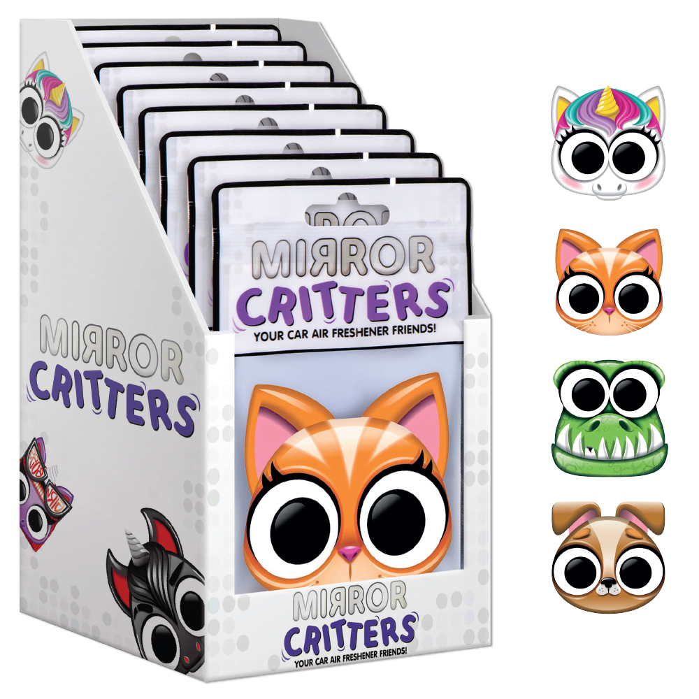 Image Mirror Critters - Présentoir comptoir pré-rempli (16 mcx) de sent-bons pour la voiture