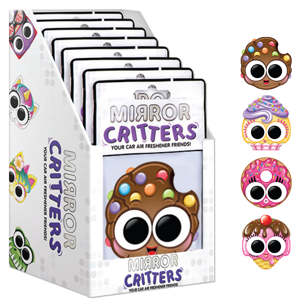 Image Mirror Critters Sucreries- Présentoir comptoir pré-rempli (16 mcx) de sent-bons pour la voiture