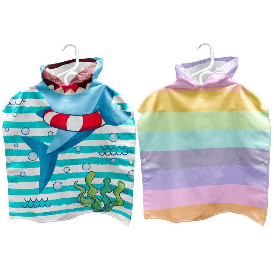 Image Ponchos de plage à sèchage rapide pour enfants - 2 motifs assortis