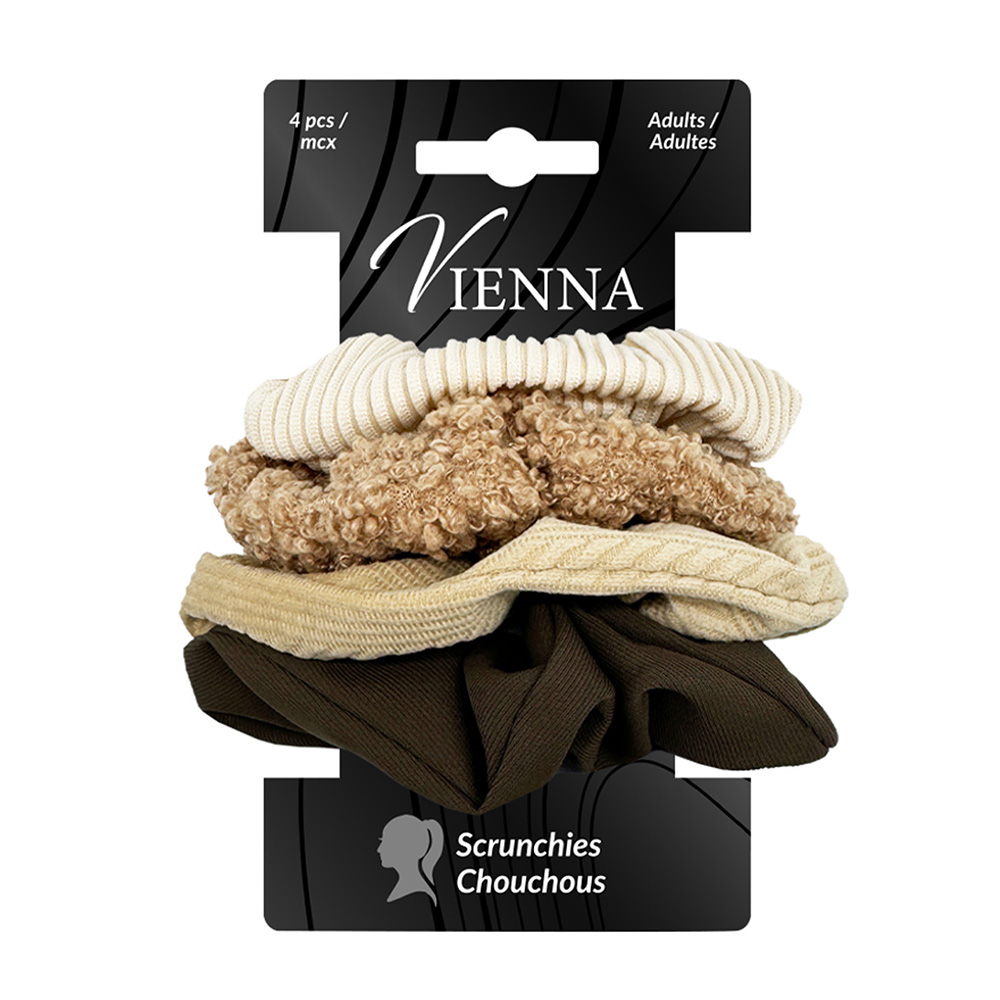 Image Scrunchies - SET/4 - Adults : beige and black