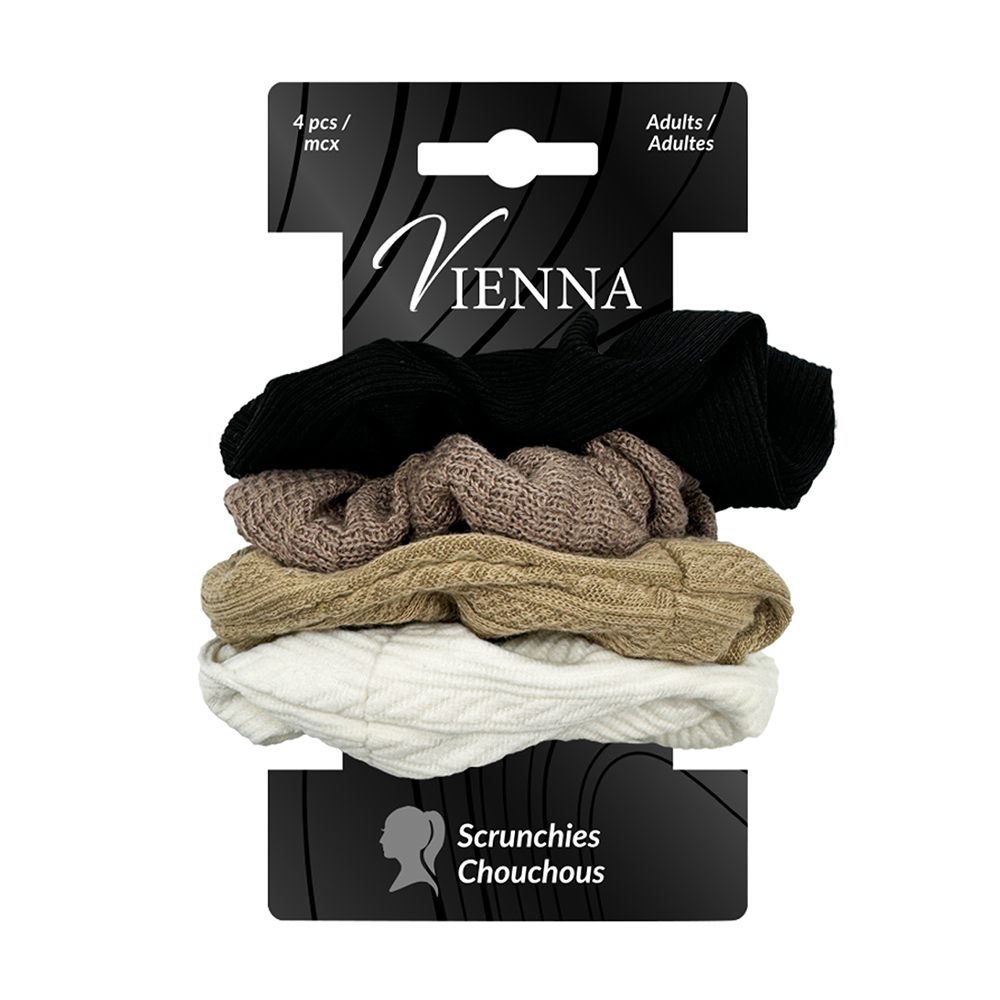 Image Scrunchies - Set / 4 Adults : beige, brown, black