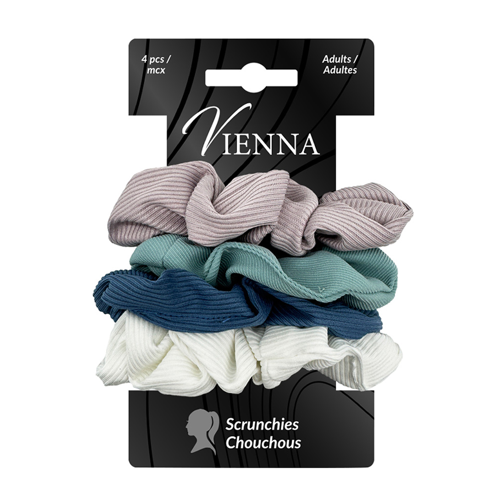 Image Scrunchies - Set / 4 Adults : blue and white