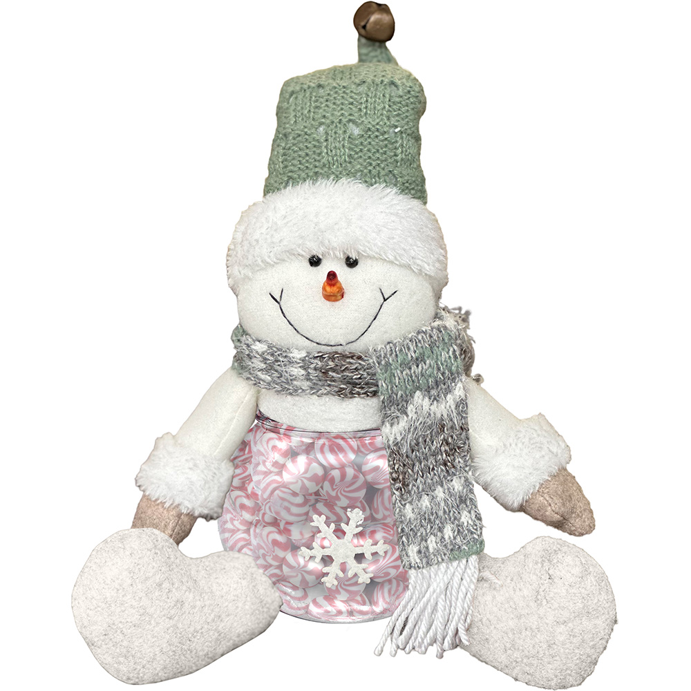 Image Candy Jar Snowman, dressed in White with Hat and Scarf