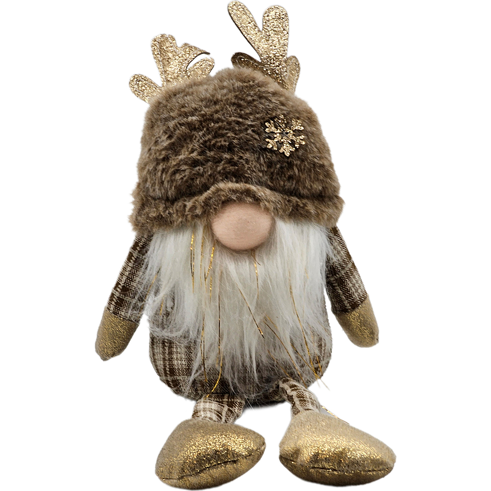 Image Gnome-Deer with Plaid Brown Clothes and Golden Boots