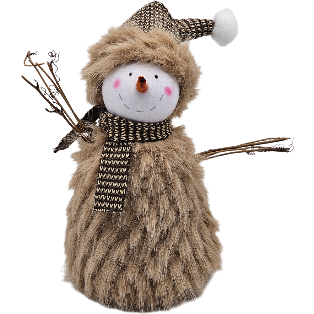 Image Snowman with Brown Fur - 21cm